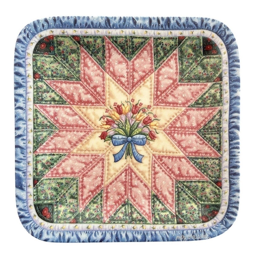 Bradford Exchange Cherished Traditions The Star Floral Quilt Plate Cottage Decor